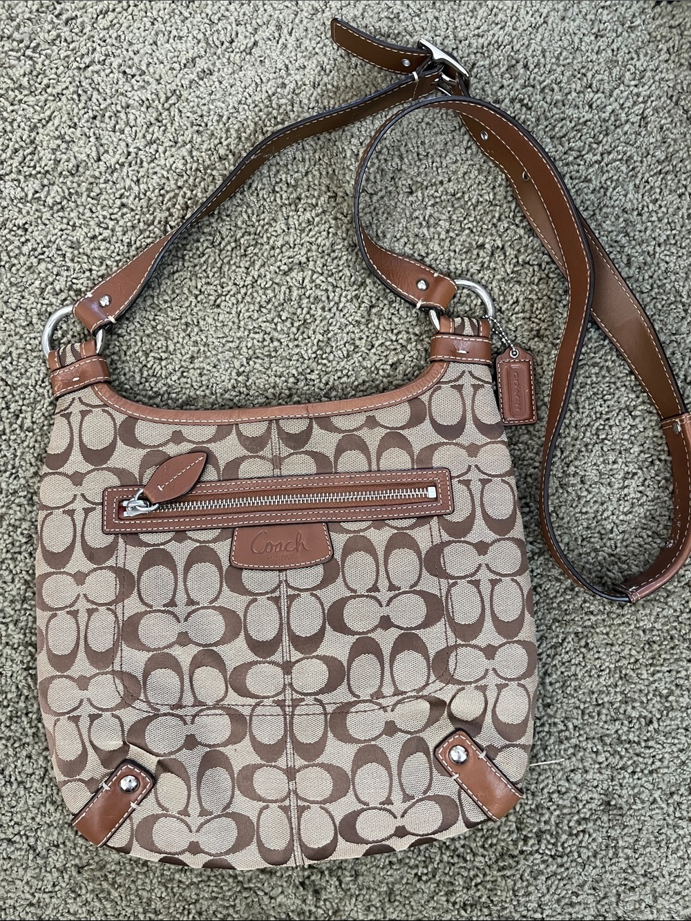 Vintage Y2K Coach Brown Signature Canvas Crossbody Bag